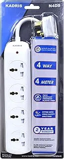 Kadris EX-1504 Power Strips N4DS 4 Way Extension Socket, 4 Meter Length, White