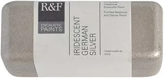 R&F Handmade Paints Encaustic Paint Cake, 104ml, Iridescent German Silver