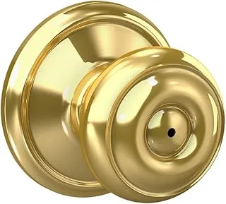 Schlage F40 GEO 605 Georgian Door Knob, Bed & Bath Privacy Lock, Bright Brass