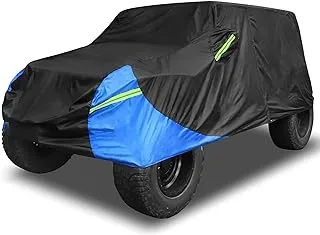 X AUTOHAUX for Jeep Wrangler Cover 2 Door Waterproof SUV Covers for Jeep Wrangler Unlimited Sport/Sahara/Rubicon JK JL TJ YJ All Weather Protection Outdoor Black Blue