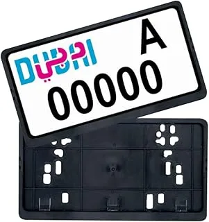 ROADPOWER Car Plate Number Holder Small Black - Pack of 2 Holder for (Dubai) Only