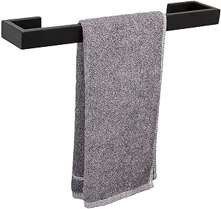 TocTen Bath Towel Rack - Square Base Thicken SUS304 Stainless Steel Towel Bar for Bathroom, Bathroom Bar Accessories Towel Rod Heavy Duty Wall Mounted Towel Holder (Matte Black, 16 Inch)