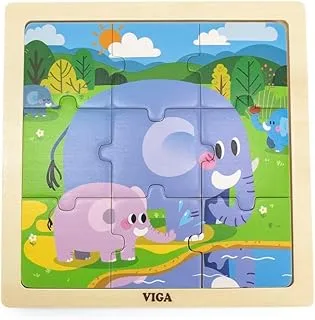 Viga Elephant Wooden Puzzle 9-Piece