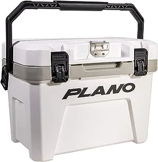 Plano Frost 21-Quart Hard Cooler, Includes Dry Basket, Small, White and Black, Durable, Insulated Ice Chest for Camping, Fishing, and Tailgating