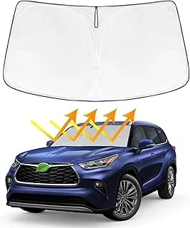 MEJELAKI Front Sun Shade مخصص مناسب لسيارة Ford Explorer 2016-2023 تحديث الزجاج الأمامي القابل للطي ظلة السيارات الحرارة درع الشمس قناع حامي كتلة الأشعة فوق البنفسجية إبقاء سيارتك برودة