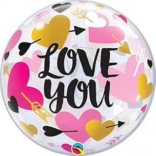 Qualatex Love You Hearts and Arrows 22 Inch Bubble Balloon