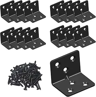 Black Stainless Steel Shelf Bracket,Joint Right Angle Bracket,L Shape Heavy Duty Metal Corner Brace Shelf Supporter (16 Pcs) (1.5x1.18x1.18x0.06)