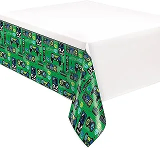 Unique 25213 Plastic Tablecloth-2.13 m x 1.37 m-Gamer Birthday Party-1 Count (Pack of 1), Multicolour