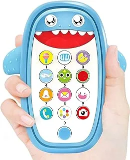 DELFINO Baby Musical Toys, Baby Shark Phone Toys with Light and Sound, Teething Phone Toy for Babies, Play and Learn for Children and Toddlers, Preschool Birthday Gift for Girl Boy 18+ Months (Blue)