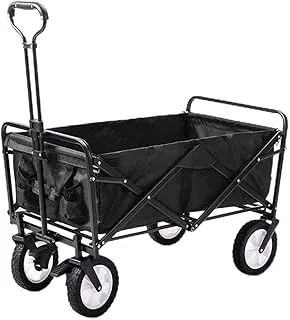 zszDSy-sz Folding Wagon Multifunction Portable Hand Trucks,Foldable Pull Wagon with 4 Wheels and Steel Brakes,Trolley, Hand Transport Cart Collapsible, Black Roller Whe,Capacity 80kg