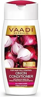 Vaadi Herbals Organic Onion Conditioner with Black Seed Oil Wheat Protein & Coconut, 110 ml