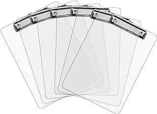 Plastic Clipboards (Set of 6) Transparent Clipboard (Clear) Strong 12.5 x 9 Inch | Holds 100 Sheets! Acrylic Clipboards with Low Profile Clip | Cute Clip Boards Board Clips