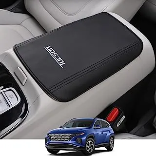 Rifoda Center Console Armrest Cover Suitable for Hyundai Tucson 2022 2023 2024 Scratch Resistance Armrest Box Leather Cover Interior Decoration Accessories(Black)