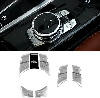 Jaronx متوافق مع زر BMW iDrive، لأزرار الوسائط المتعددة BMW Chrome زر التحكم iDrive لـ 1' F20/2' F22/3' F30 F31/4' F32 F33/5' F10/7' F01/i3 I01/X1 F48/X3 F25/X4 F26 (مجموعة 7 قطع)