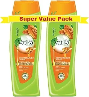 Vatika Naturals Moisture Treatment Shampoo - 2 x 400 ml | Enriched with Almond & Honey Extracts | For Dry, Frizzy & Coarse Hair | With Nourishing Vatika Oils | Super Value Pack of 2