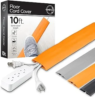 Cordinate 10 ft Cord Cover Floor, Cord Protector, Cord Management, Cord Concealer, Cable Hider and Cable Raceway, Extension Cord Cover, Orange, 60338