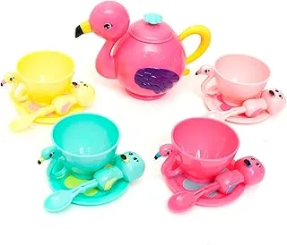 Zoo Troop: Flamingo Tea Set - 13 Pieces - Animal Tea Party Set, Flamingo Tea Pot & Accessories, Food & Kitchen Pretend Play, Toddler & Kids Ages 2+