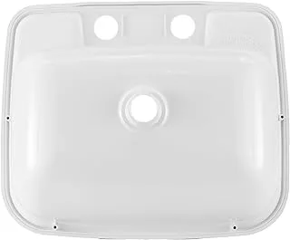 RecPro Rectangle RV Bathroom Sink | Single Bowl Lavatory Sink | Camper Sink | Plastic (White)