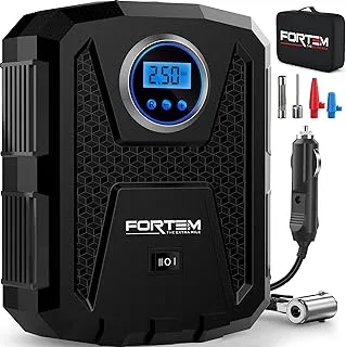 FORTEM Tire Inflator Portable Air Compressor 150 PSI, 12V Electric Bike Pump for Car Tires and Bicycles with LED Light, Digital Tire Pressure Gauge w/Auto Pump/Shut Off, Carrying Case (Black)