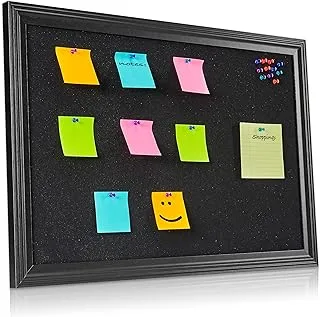 BPA Products Black Cork Board - 76.2 cm x 50.8 cm Large, Framed Bulletin Boards for School, Home, Kitchen & Office Walls