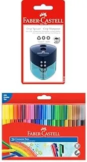 Faber-Castell Sharpener Double Hole Assorted + Connector Felt Pen 20 Color