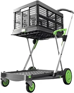 CLAX® Multi use Functional Collapsible carts | Mobile Folding Trolley | Shopping cart with Storage Crate | Platform Truck (Green)