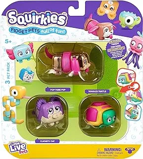 Little Live Pets - Squirkies: 3 Pack: Metallic Pop Tube Pup | Interactive Fidget Toys,Feature, Click, Flick, Tangle, 30+ to Collect, Multiple Fidget Points, for Kids Ages 5+.