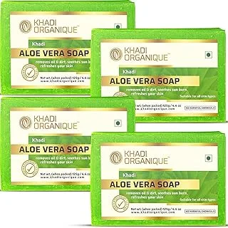 Khadi Organique Pure Natural & Herbal Handmade Aloe vera Soap Combo Kit Pack of 4 (500gm)