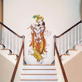 BPA® PVC Vinyl 'Lord Krishna with Flute' Wall Sticker (90 x 60cm, Multicolor)