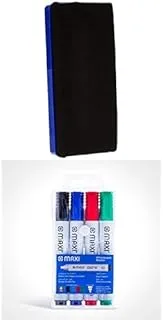 Maxi Big Magnetic White Board Eraser + Whiteboard Marker Wallet Of 4Pc