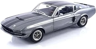 Solido S1802905 1:18 1967 Shelby GT500-Grey & Black Stripes Ford Mustang سيارة مصغرة قابلة للتجميع، متعددة الألوان