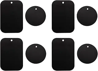 ECVV Replacement Metal Plate Set (8 Pack) for Magnetic Mount Car Phone Holders, Sticker Self Adhesive Pad, Wall, Air Vent Mounts, Cases, 4 Black Round and 4 Rectangular Thin Iron Disk, 3M Adhesive