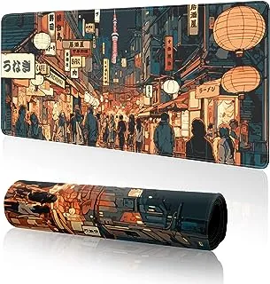 Japanese Gaming Mouse Pad Large Desk Mat,Anime Mouse Pad Gaming Desk Pad Kawaii Keyboard Pad,31.5 x 11.8 Extended Mousepad XL Anime Mouse Pads for Desk Mouse Mat with Non-Slip Base and Stitched Edge
