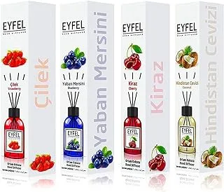 EYFEL REED DIFFUSER 4Pc COMBO - STRAWBERRY,BLUEBERRY,CHERRY & COCONUT 120ML