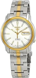 Men's Seiko 5 Automatic White Dial two tone Stainless Steel Watch SNKL84