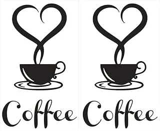 BPA® 2Pcs Coffee Time Wall Quotes Sticker English Lettering Saying Words Vinyl Decal for Coffee Cup Shop Window Sticker Home Art Kitchen Decor (Black)