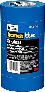 Scotch Painter's Tape 1.41 inches Original Multi-Surface Painter's Tape, x 60 yards (360 yards total), 2090, 6 Rolls, Blue, 6 Foot