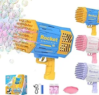 Bubble Machine Gun, 69 Holes Colorful Lights Bubble Gun, Bubble Maker Machine for Kids Adults Boys Indoor Outdoor Playing Activity Birthday Party Wedding(Blue)