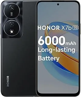 هاتف ذكي Honor X7b 5G بشريحتي اتصال باللون الأسود الداكن، وذاكرة وصول عشوائي 16 جيجابايت (8+8 جيجابايت ممتدة) + ذاكرة تخزين داخلية 256 جيجابايت، وشاشة فائقة السطوع 90 هرتز 6.8 بوصة FHD+، وبطارية فائقة التحمل بقدرة 6000 مللي أمبير في الساعة، إصدار دول مجلس التعاون الخليجي (TRA)