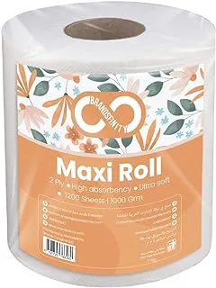 Brandsfinity Kitchen Paper Towel Roll, 1200 Sheets Diamond Embossed and Highly Absorbent for Efficient Cleaning, 1000g Maxi Roll