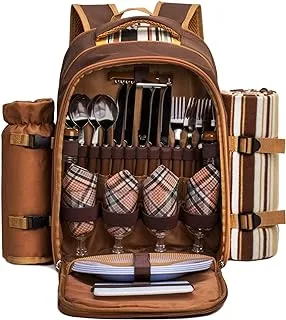 apollo walker Picnic Backpack Bag for 4 Person with Cooler Compartment,Wine Bag, Picnic Blanket(45