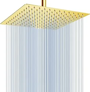 Voolan Rain shower head - 12 inches large rainfall shower head made of 304 stainless steel - perfect replacement for your bathroom showerhead (12'' gold)