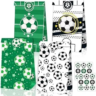 Soccer Party Treat Bags with Pack of 12 Soccer Gift Bags Candy Goodie Treat Bags for Soccer Theme Birthday Party Supplies, Boys Girls Teenagers Soccer Party Decorations Party Supplies