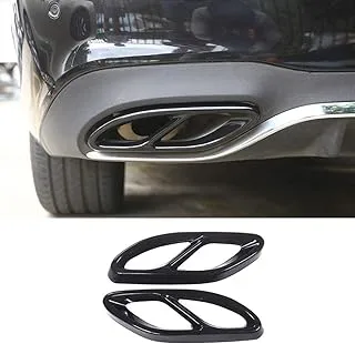 NA Black Stainless Steel Car Exterior Exhaust Pipe Mufflers Cover Rear Bumper Cylinder Exhaust Pipe Cover Decorate for Mercedes-Benz A B C E CLA GLC GLE GLS Class W205 W213 X253