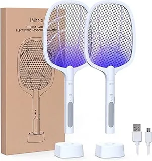 AWH Bug Zapper Racket, 2 in 1 Rechargeable Electric Fly Swatter, Mosquito Swatter for Indoor and Outdoor, Pack of 3 – White (3)