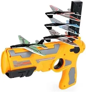 Catapult Plane Toy Gun Air Battle One-Click Ejection Model Airplane Launcher Toy (Yellow)