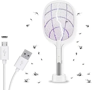 AWH Electric Mosquito Swatter, Insect Trap Fly Killer Racket, UV Lamp Bug Zapper, USB Trap Indoor and Outdoor, White