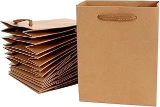 REDDOTGIFT® 10-Pack Shopping Paper Bags Kraft Plain Paper Bags 250gsm thickness paper bags with Rope Handle (Kraft, H14.5 * 11.5 * 6.5cm)