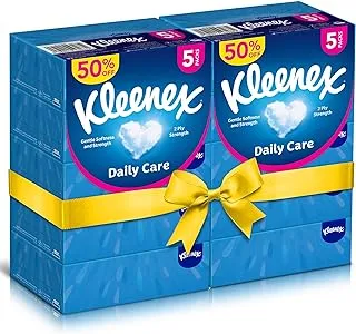 Kleenex Daily Care Facial Tissue - Pack Of 5 Boxes, 120 Sheets X 2 Ply (50%) Twin pack