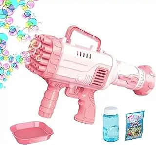 HALO NATION® Automatic Bubble Gun Rocket Bubble Maker Machine Gatling Bubble Gun Bubble Blaster Toy, 25 Hole Bubble Maker Machine Gun Bubble Bazooka Blower for Kids - Pink